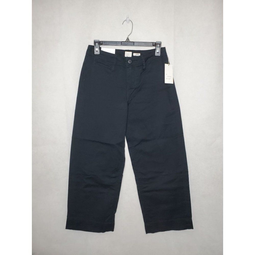 A New Day Black High Rise Stretch Relaxed Wide Leg Crop Pants Oversized